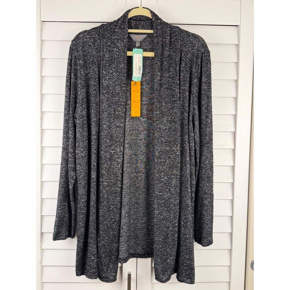 Mix by 41 Hawthorn Anza Cardigan XL Dark Grey Space Dye Open Front NEW